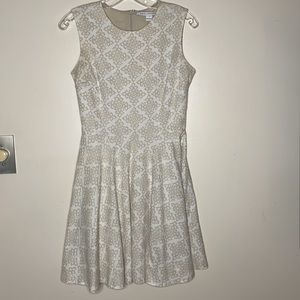 DVF Diane Von Furstenberg skater classic Dress tan white